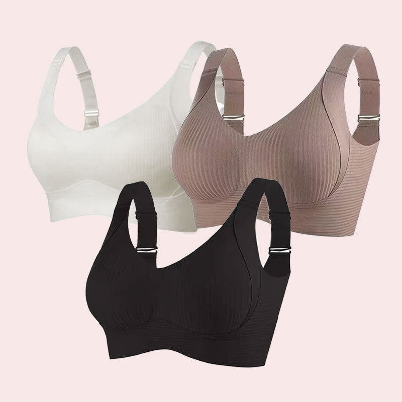 Ribbed push-up bra with adjustable straps for women
