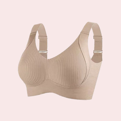 Ribbed push-up bra with adjustable straps for women