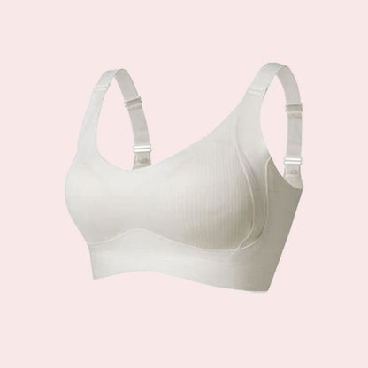 Ribbed push-up bra with adjustable straps for women
