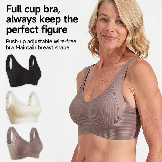 Ribbed push-up bra with adjustable straps for women