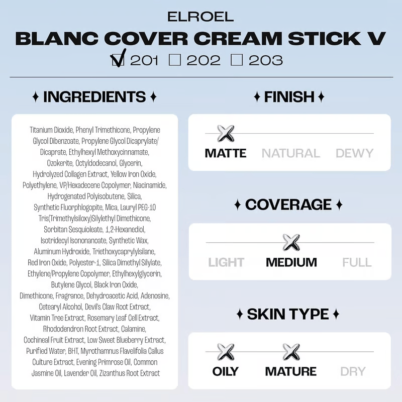 🎁✨Cream Stick V White Foundation Stick with Volufiline