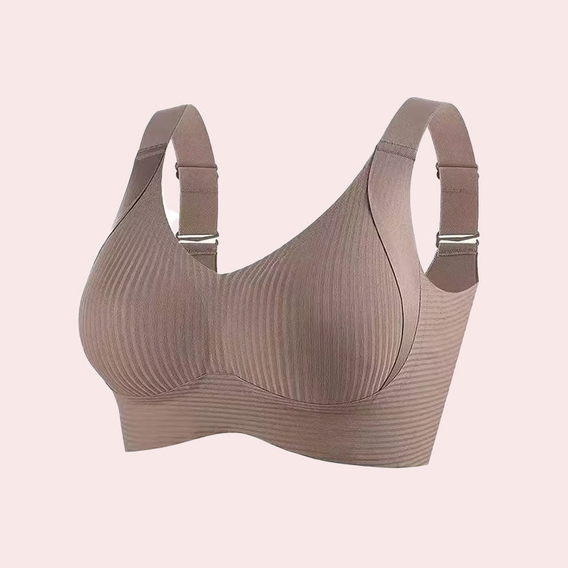 Ribbed push-up bra with adjustable straps for women