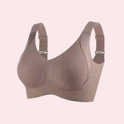 Ribbed push-up bra with adjustable straps for women