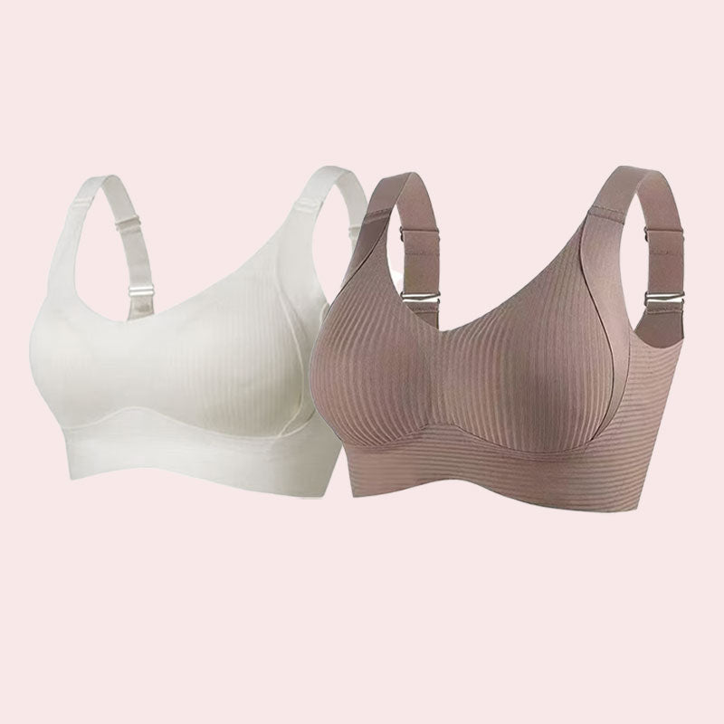 Ribbed push-up bra with adjustable straps for women