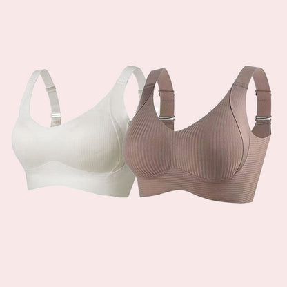 Ribbed push-up bra with adjustable straps for women