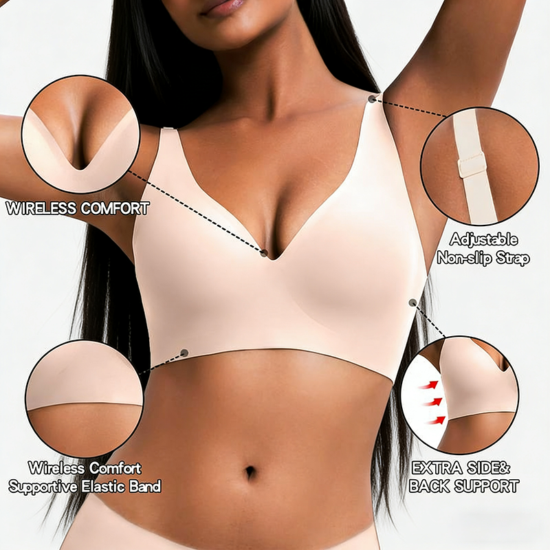 Deep V Seamless Push Up Bra - Wireless & Comfortable Bralette