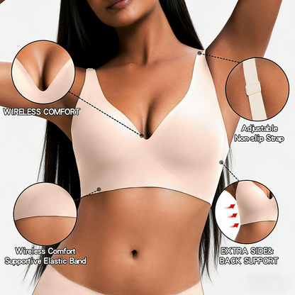 Deep V Seamless Push Up Bra - Wireless & Comfortable Bralette