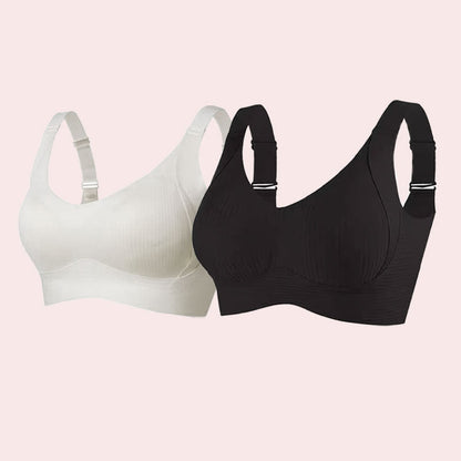 Ribbed push-up bra with adjustable straps for women