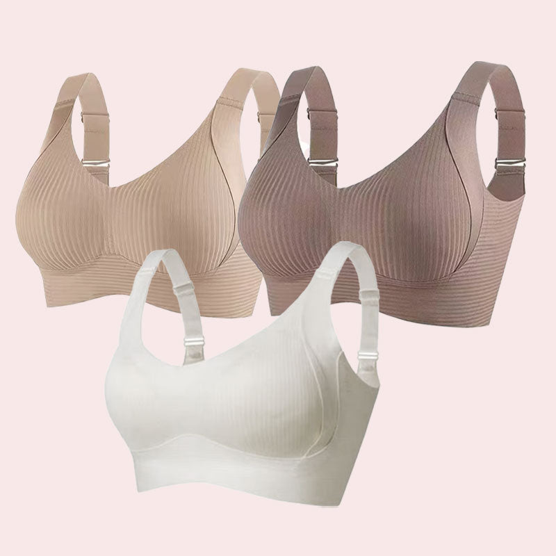 Ribbed push-up bra with adjustable straps for women