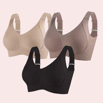 Ribbed push-up bra with adjustable straps for women