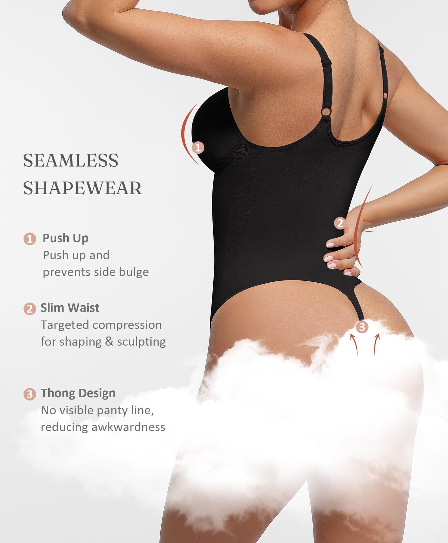 Tummy Control Zip-Up V Neck Bodysuit