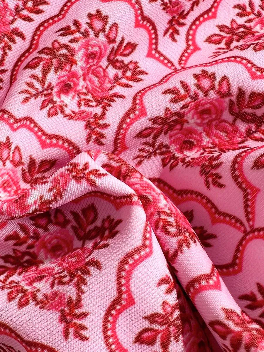 Two-Piece Set Women's Floral Print Bikini Set, Casual Fashion Chic Swimsuit Set for Beach Holiday Vacation, Ladies Summer Clothes