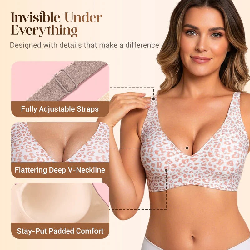 Deep V Seamless Push Up Bra - Wireless & Comfortable Bralette