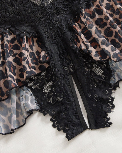 Women's Solid Color Lace Sexy Breathable Lingerie Teddy Bodysuit